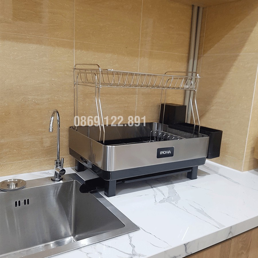 Kệ úp chén bát inox 304 2 tầng Sinoart - Inoha - kệ bát 2 tầng inox - Giá để bát inox VKIT KB01 | BigBuy360 - bigbuy360.vn