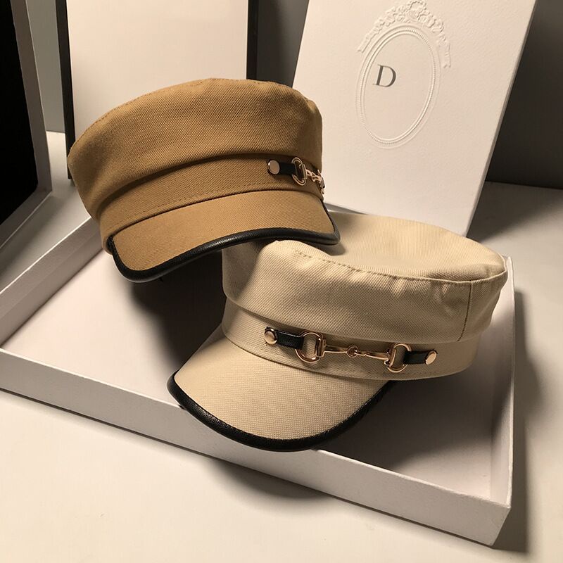 Mũ Beret Phối Khóa Kim Loại Thời Trang Thu Đông Cho Nữ