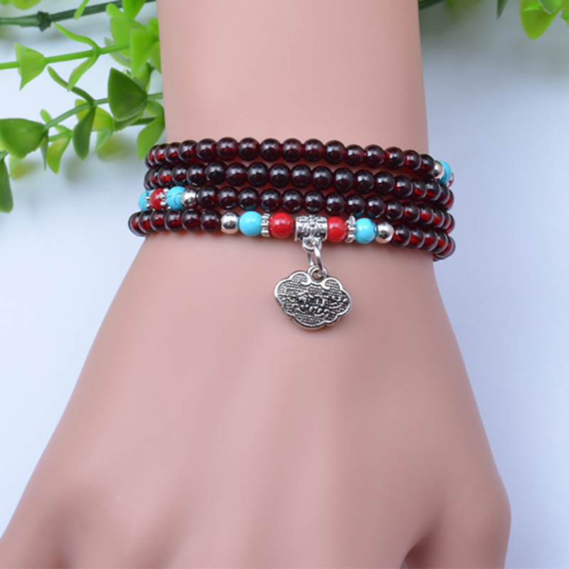 Vòng Tay Đính Đá Garnet Nhiều Lớp 6a Thời Trang Cho Nữ