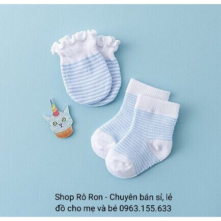 SET 2 ĐÔI TẤT + 2 ĐÔI BAO TAY COTTON LEN THÁI CHO BÉ