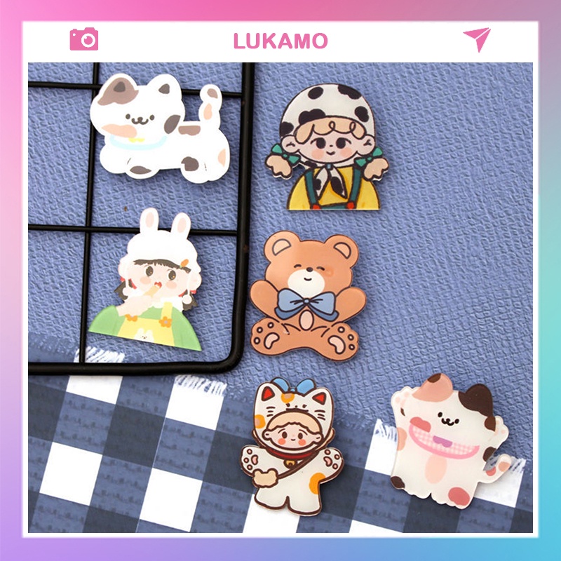 Sticker phụ kiện pin cài áo trang trí túi xách bale cute LUKAMO ST500