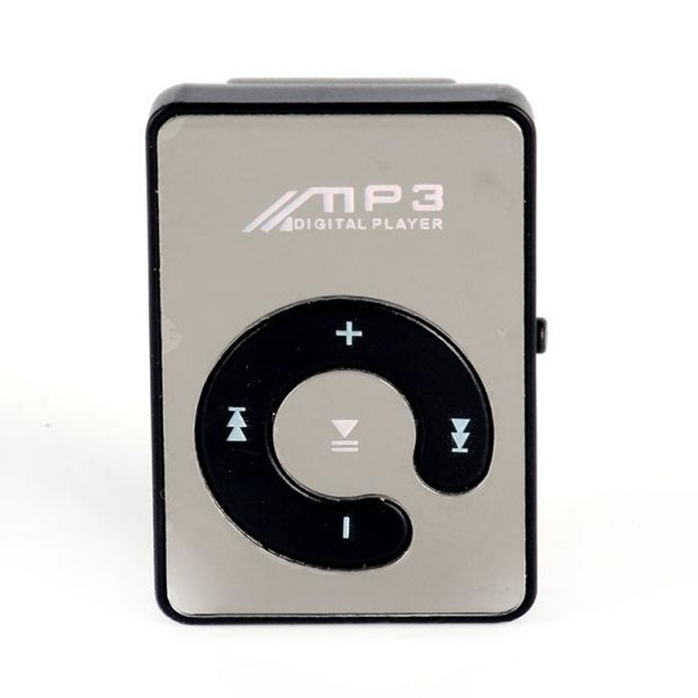 Máy nghe nhạc MP3 mini thể thao bề mặt gương có kẹp hỗ trợ thẻ SD TF