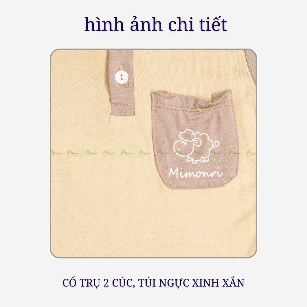 Bộ Cộc Tay Cho Bé Trai, Bé Gái MIMONRI Vải Thun Lạnh Cổ Trụ Túi Ngực, Bộ Quần Áo Trẻ Em Mặc Nhà KW2203