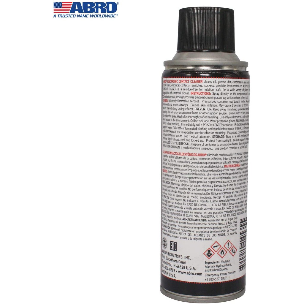 CHAI XỊT VỆ SINH LÀM SẠCH BO MẠCH ĐIỆN TỬ ABRO USA ELECTRONIC CONTACT CLEANER 163G