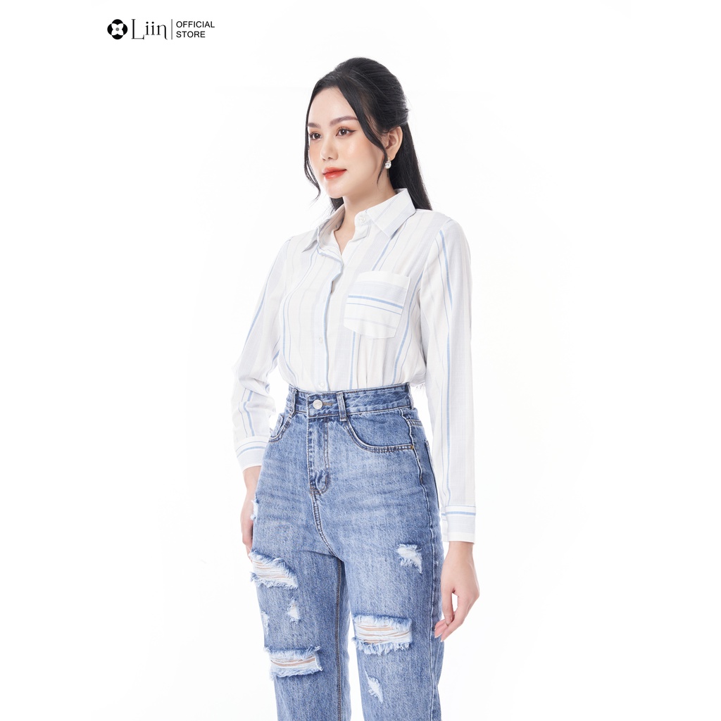 Quần jean linbi phối rách gấu kiểu dáng trẻ trung, năng động mặc thoải mái liin clothing Q3520