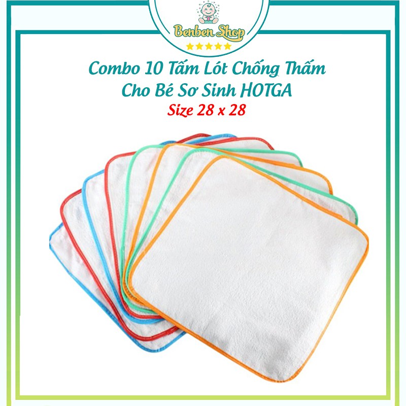 Combo 10 Tấm Lót Chống Thấm Cho Bé Sơ Sinh HOTGA ( 28 x 28cm )