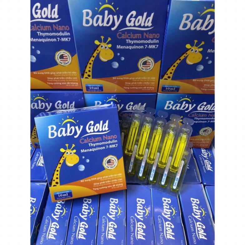 Baby Gold Calcium bổ sung canxi, chống còi xương suy dinh dưỡng, hộp 20 ống