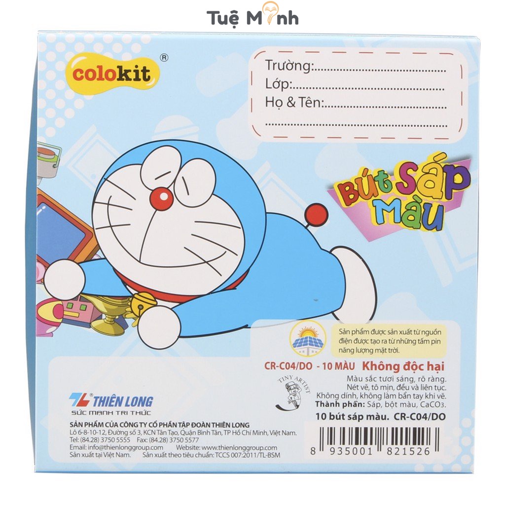 Bút Sáp tô màu bộ 10 màu Thiên Long Colokit Doraemon CR-C04/DO, sáp vẽ màu mịn tươi sáng