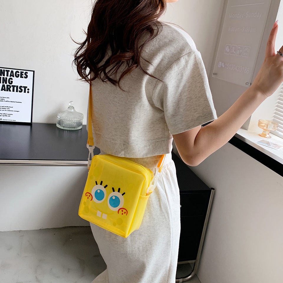 Túi Đeo Chéo Trong Suốt Chống Nước Hình SpongeBob Dễ Thương