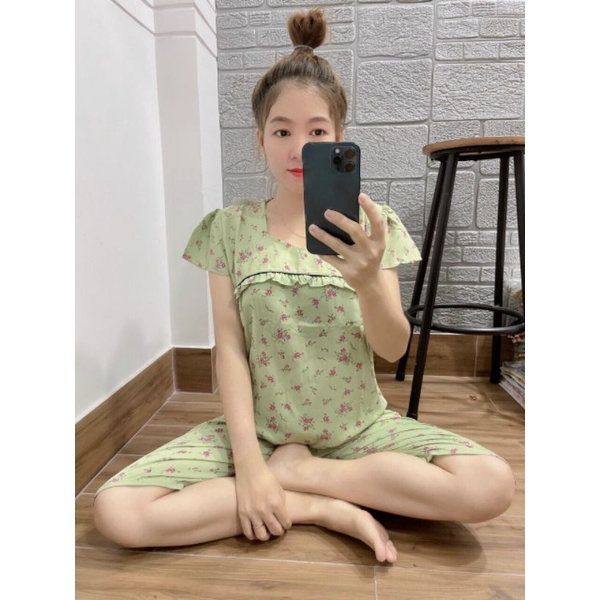 Bộ nữ lửng mango hoa nhí vải đẹp size dưới 60kg