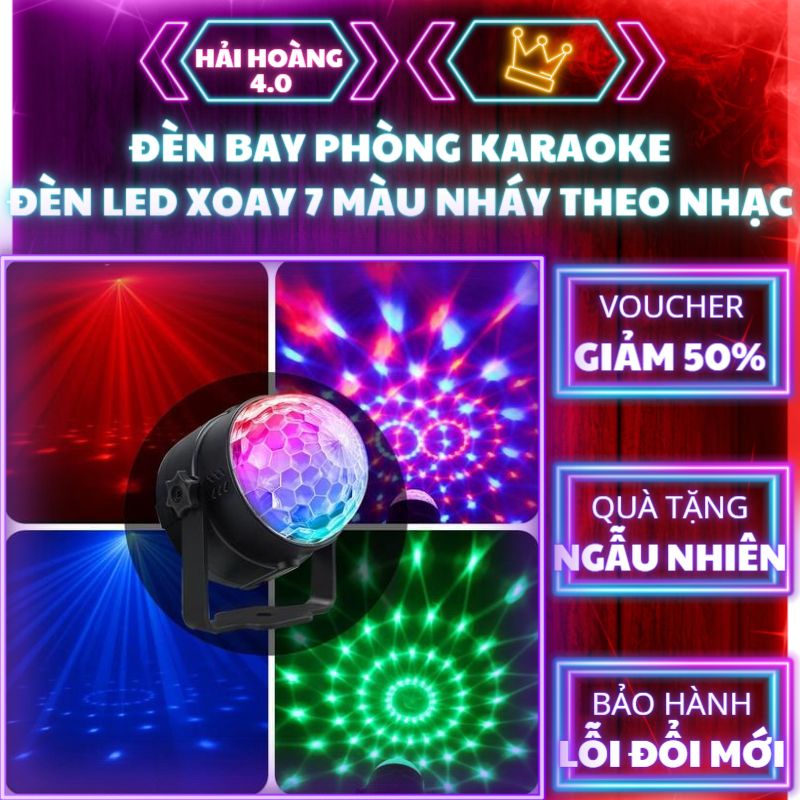 Đèn Led Xoay 7 Màu Cảm Ứng Âm Thanh , Đèn Bay Phòng Theo Nhạc Dùng Cho Sân Khấu Quán Karaoke