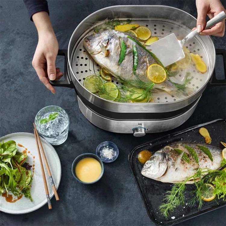 Nồi lẩu và hấp đa năng 2in1 WMF Lono Hot Pot &amp; Steamer tại gia [nhập Đức chính hãng]