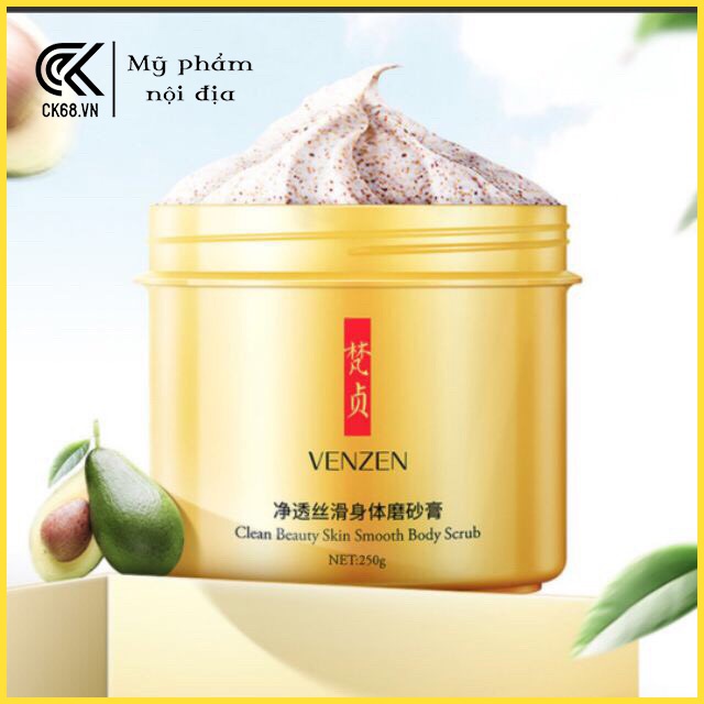 [Hàng Chuẩn]Tẩy Tế bào chết Body VENZEN làm sạch sâu cho làm mịn làn da  quả bơ 250g