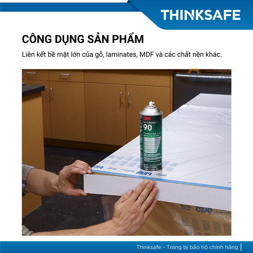 Keo xịt đa năng 3M  Hi-Strength 90, siêu dính dán được nhiều vật liệu, độ kết dính cao, keo xịt nhanh khô - THINKSAFE