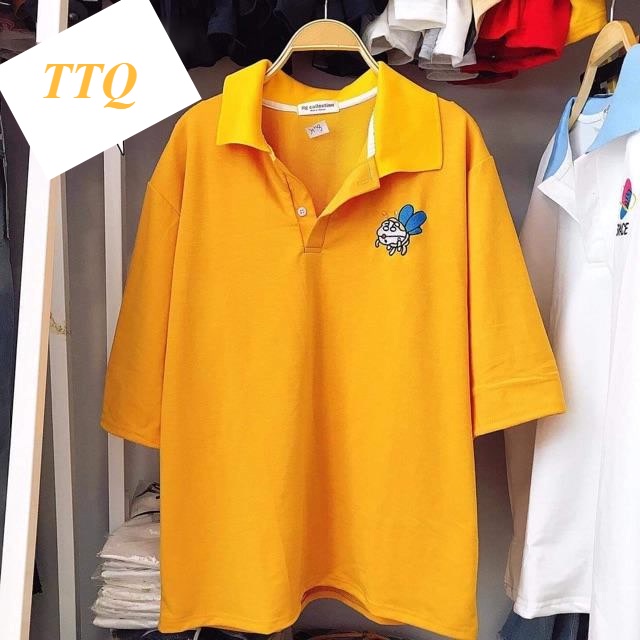 Áo Thun Form Rộng Polo Nam Nữ In Hình Chú Ong Đáng Yêu Chất Cotton Mềm Mát Kiểu Cách   Trẻ Trung TTQ0223
