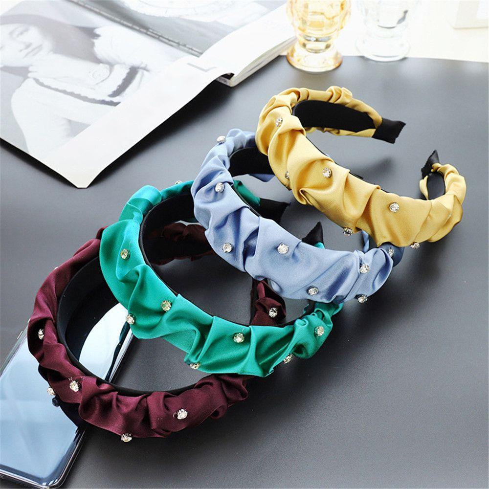 Băng Đô Bản Rộng Họa Tiết Gấp Nhiều Màu Sắc Hợp Thời Trang