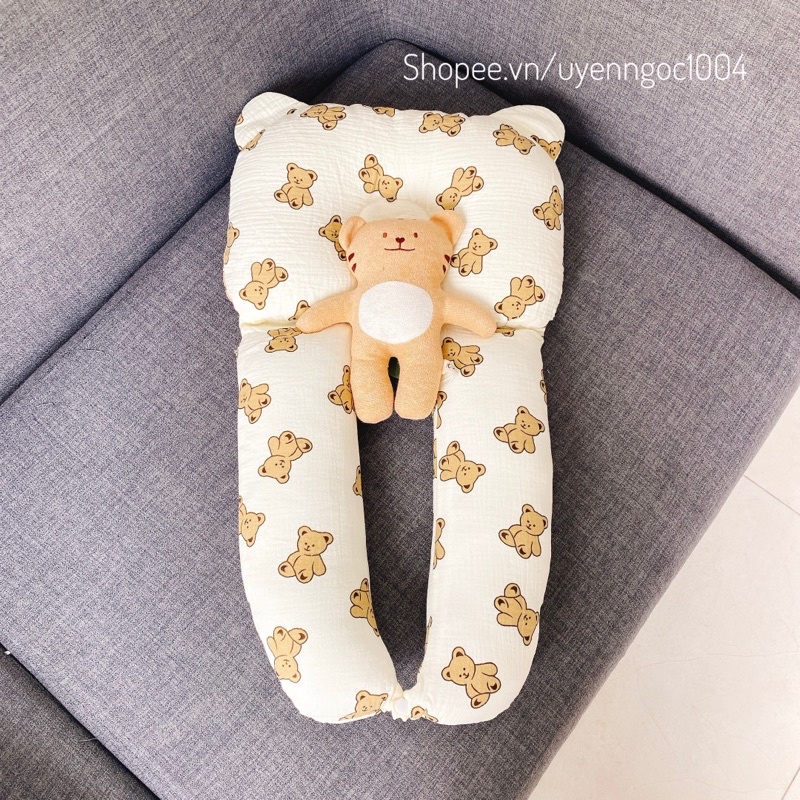 Gối chữ U đa năng cho bé sơ sinh, gối ôm chữ U đa năng cho bé (tháo được vỏ)