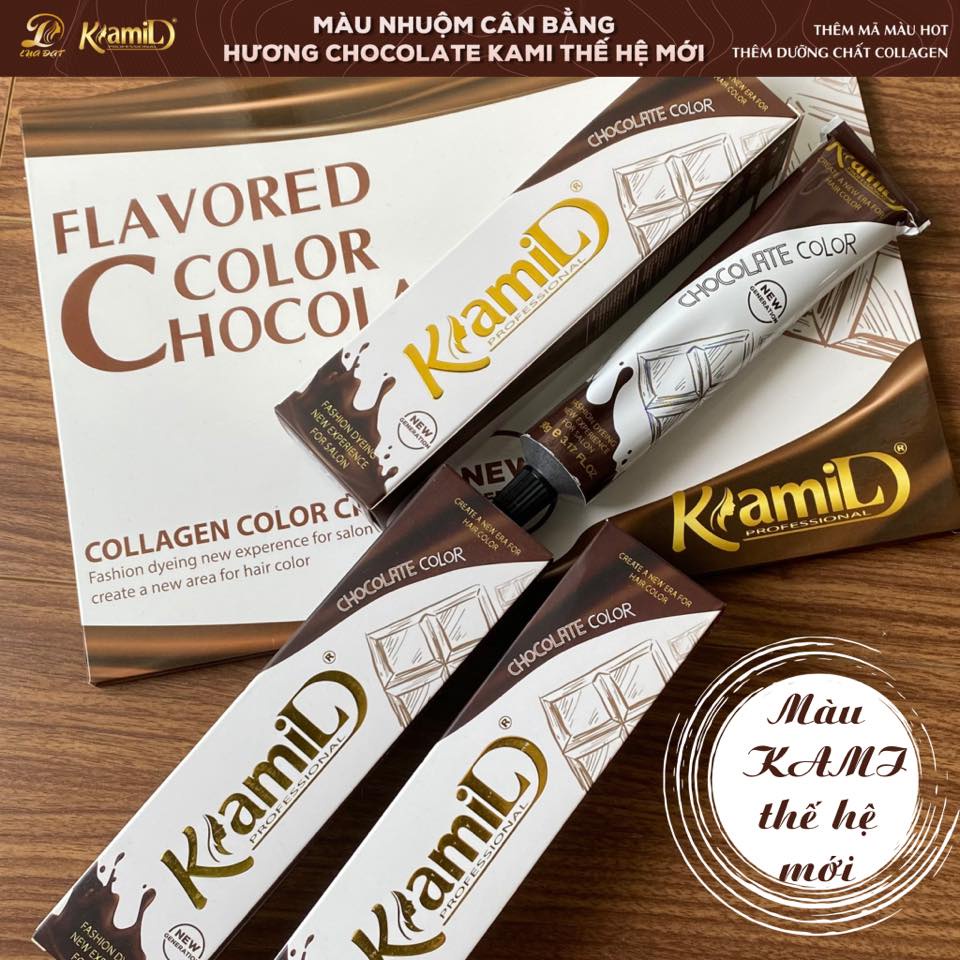 Thuốc nhuộm tóc Kami tự động cân bằng màu nhuộm tóc bạc hương thơm socola