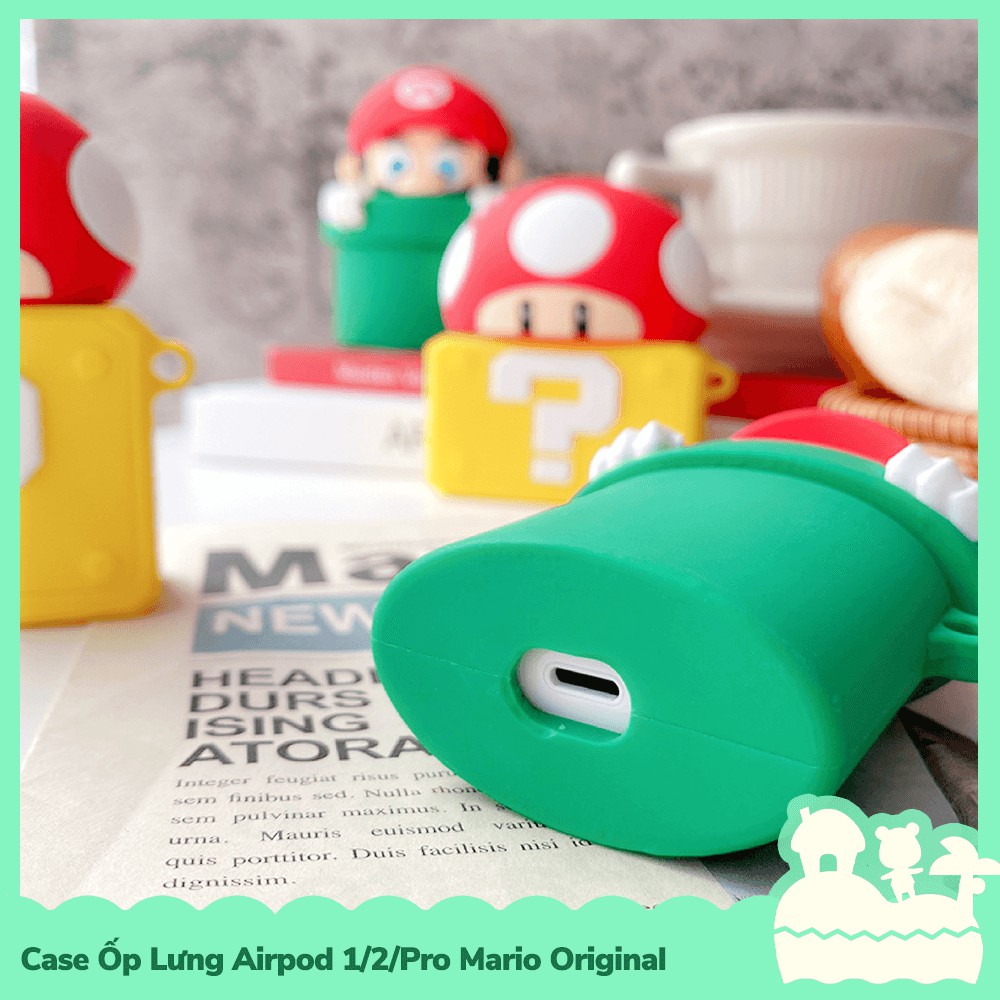 [Sẵn VN - NowShip] Case Ốp Lưng Airpod 1 / 2 / Pro Gel Silica Nhân Vật Game Nintendo Mario & Toad Tube Ống