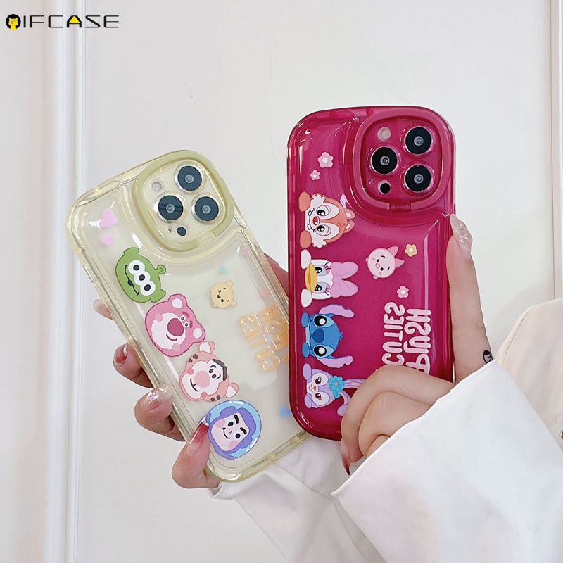 Ốp Điện Thoại Mềm Chống Sốc Có Giá Đỡ Hình Hoa Cúc / Gấu / Thỏ StellaLou Stitch Cho iPhone 13 12 11 Pro Max