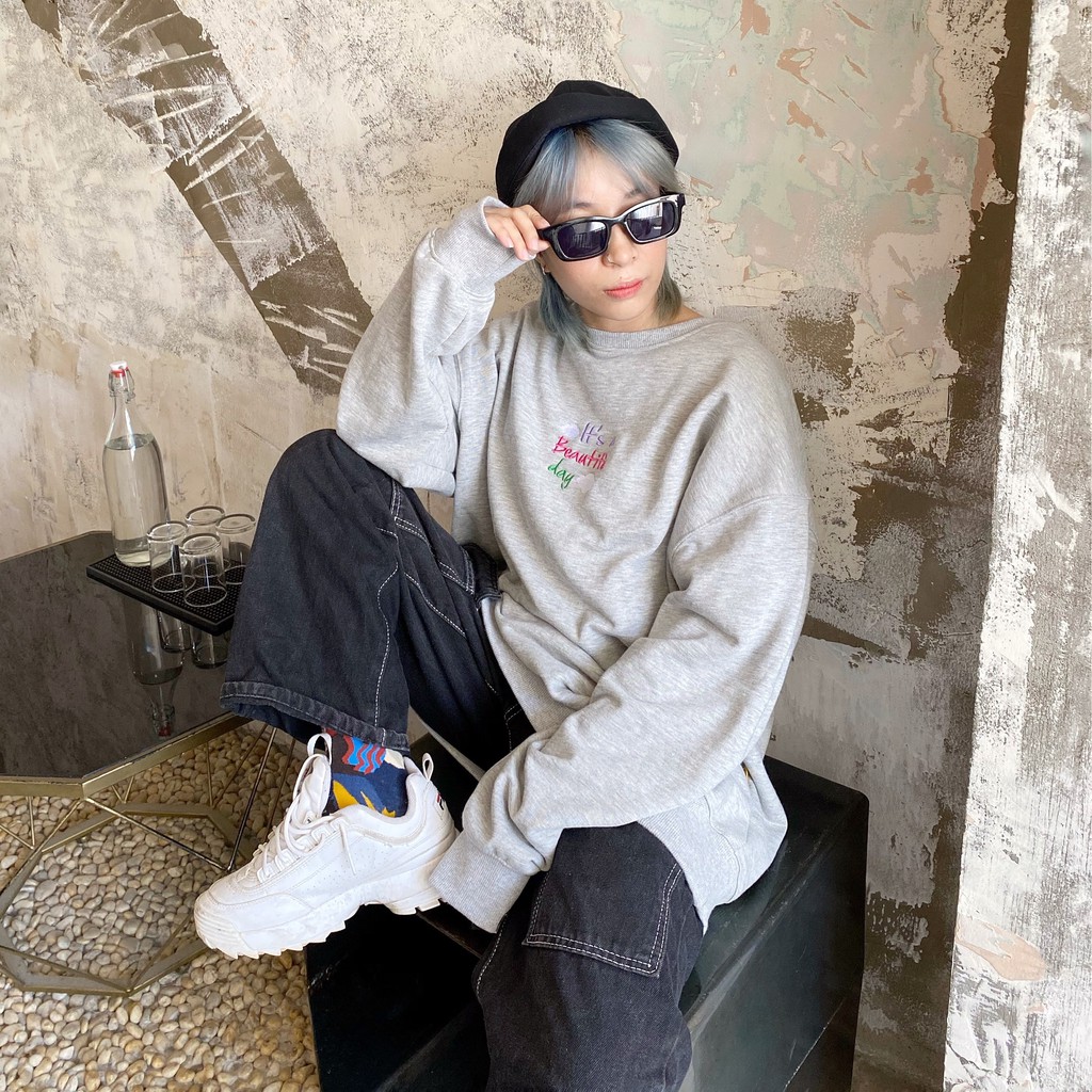 Áo Sweatshirt nỉ tay dài It's A Beautiful Day (Tặng kèm túi Tote)