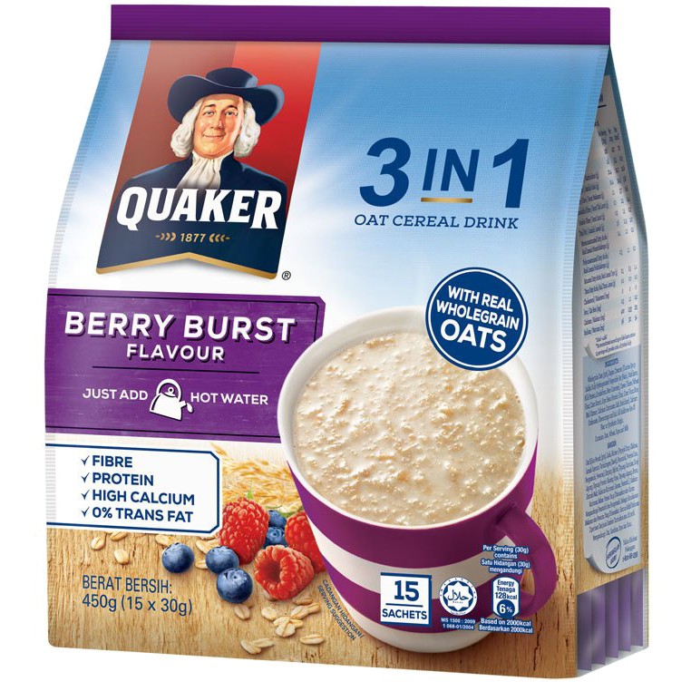 Thức uống yến mạch Quaker 3in1 Vị Berry Burst Gói 450g | BigBuy360 - bigbuy360.vn