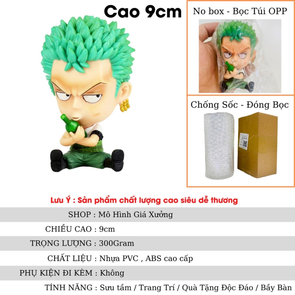 Mô hình One Piece chibi Zoro cực dễ thương cao 9cm , figure one piece , mô hình giá xưởng