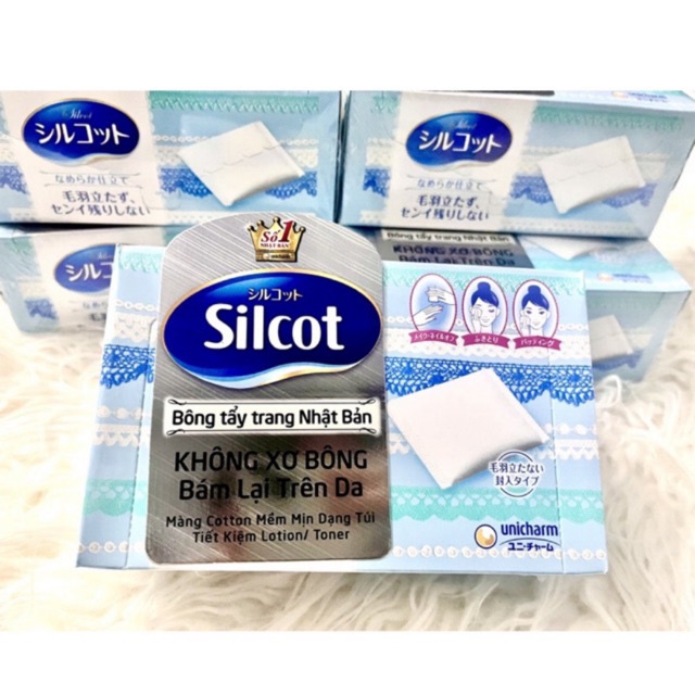 Bông tẩy trang Nhật Bản Silcot 66 miếng/hộp Mềm Mại, Tiết kiệm Lotion/Toner