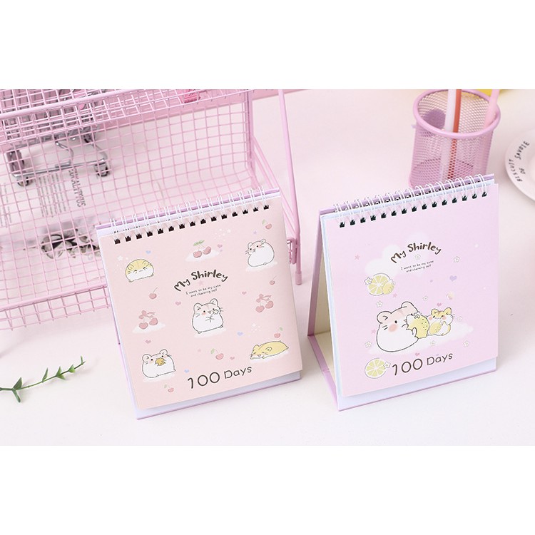 Sổ Kế Hoạch Lò Xo 100 Ngày - 100 Days Daily Planner Notebooks -Chuột Hamster (19 x 15 cm)