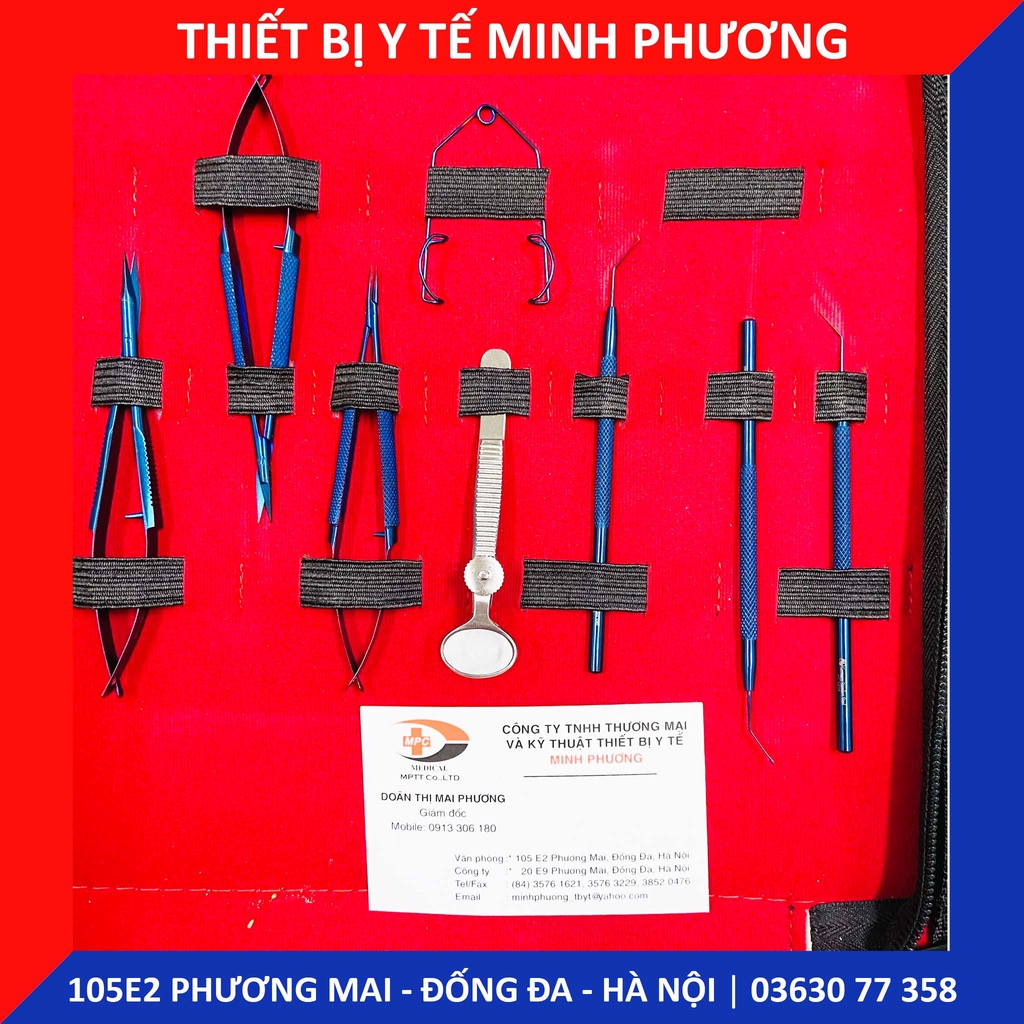 Bộ dụng cụ phẫu thuật mắt titan 21 chi tiết