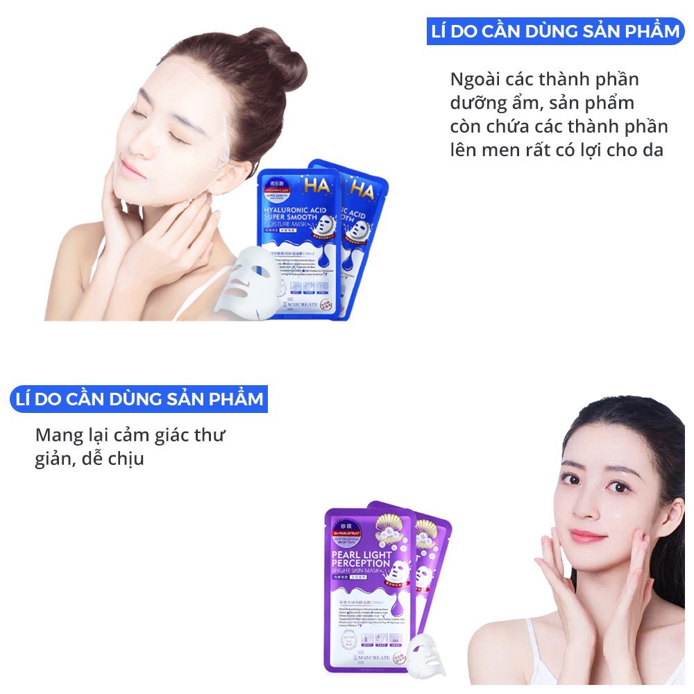 Mặt Nạ HA - Mặt nạ Xanh Tím - Mặt Nạ Dưỡng Ẩm - Mask Dưỡng Trắng Da HA Maycreate Nội Địa Trung 1 Miếng