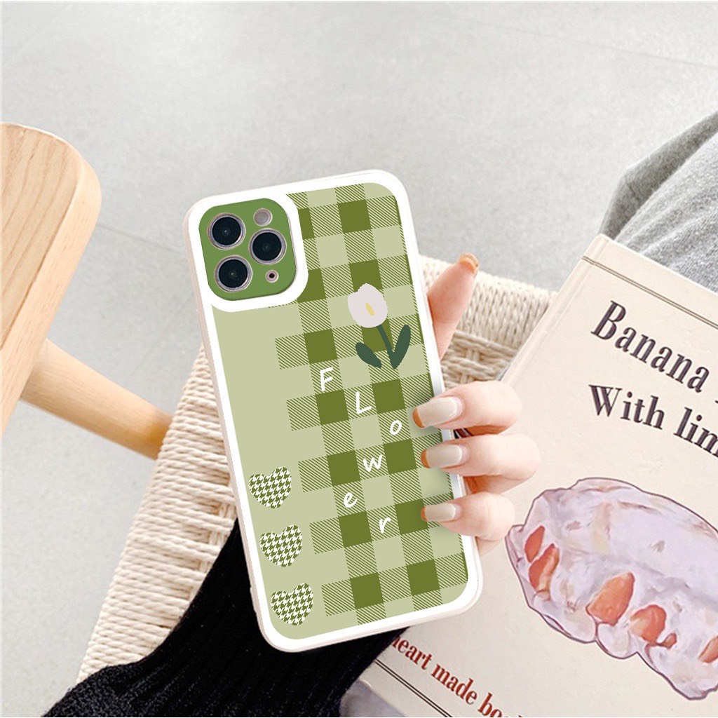Ốp Lưng Iphone Cạnh Vuông, Bảo Vệ Camera Hình Hoa Xanh Lá 7Plus,8plus,x,xs,xsmax,11,11promax,12,12promax,13,13promax