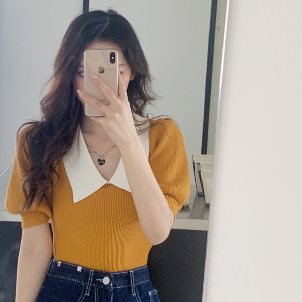 Áo Dệt Kim Tay Ngắn Phong Cách Pháp Thời Trang Mùa Hè Cho Nữ