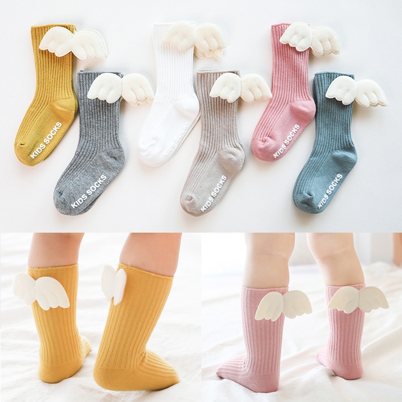 Vớ Cotton Mềm Dài Đính Nơ Phối Ren Dễ Thương Cho Bé Gái