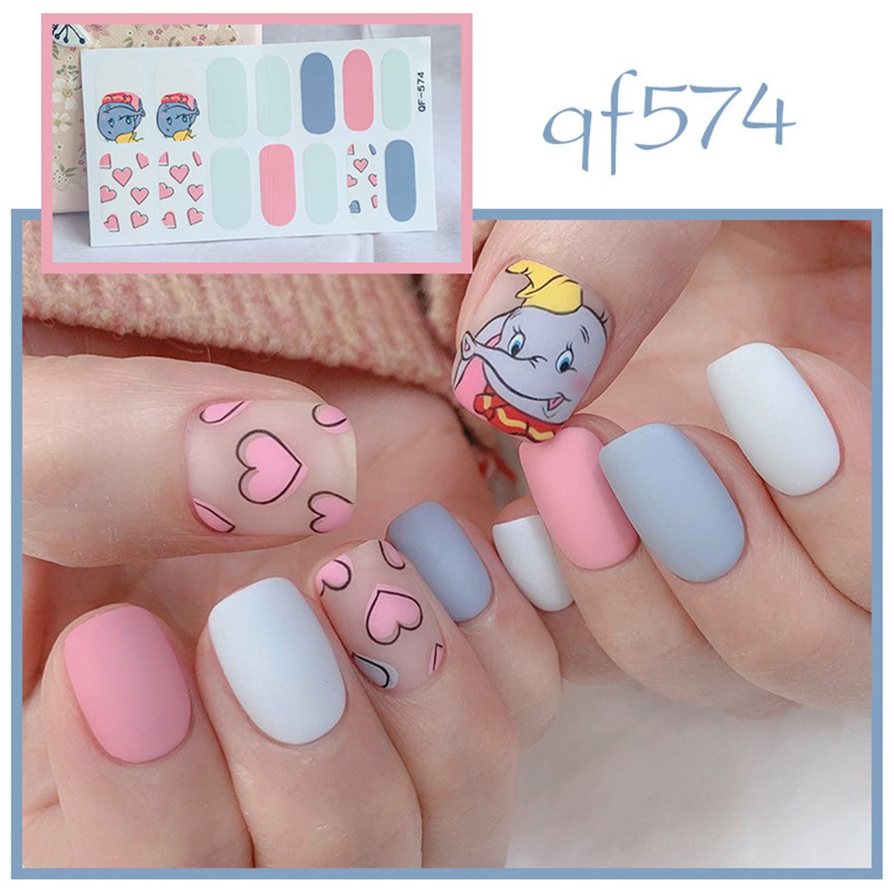 [Hàng mới về] Set 14 miếng dán móng tay chống nước họa tiết hoạt hình độc đáo