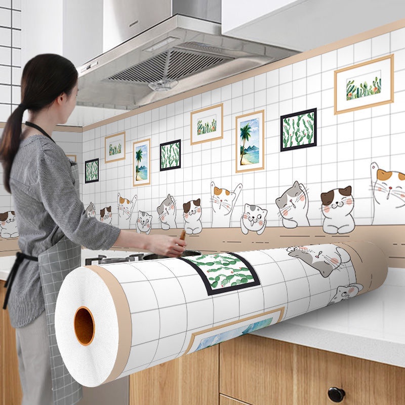 Miếng Dán Tường Dày Dặn Chống Thấm Nước/ Bám Dầu/ Ẩm Mốc Tiện Dụng Cho Nhà Bếp/ Nhà Tắm