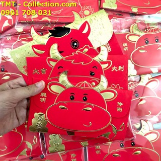Set 3 bao lì xì hình con trâu 3D nhũ vàng (Mẫu 1) chất liệu giấy bìa - SP005139
