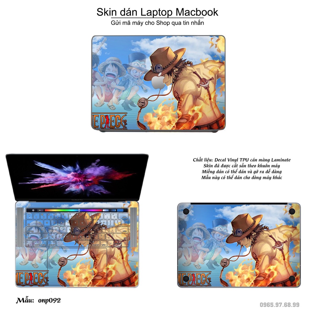 Skin dán Macbook mẫu One Piece (đã cắt sẵn, inbox mã máy cho shop)