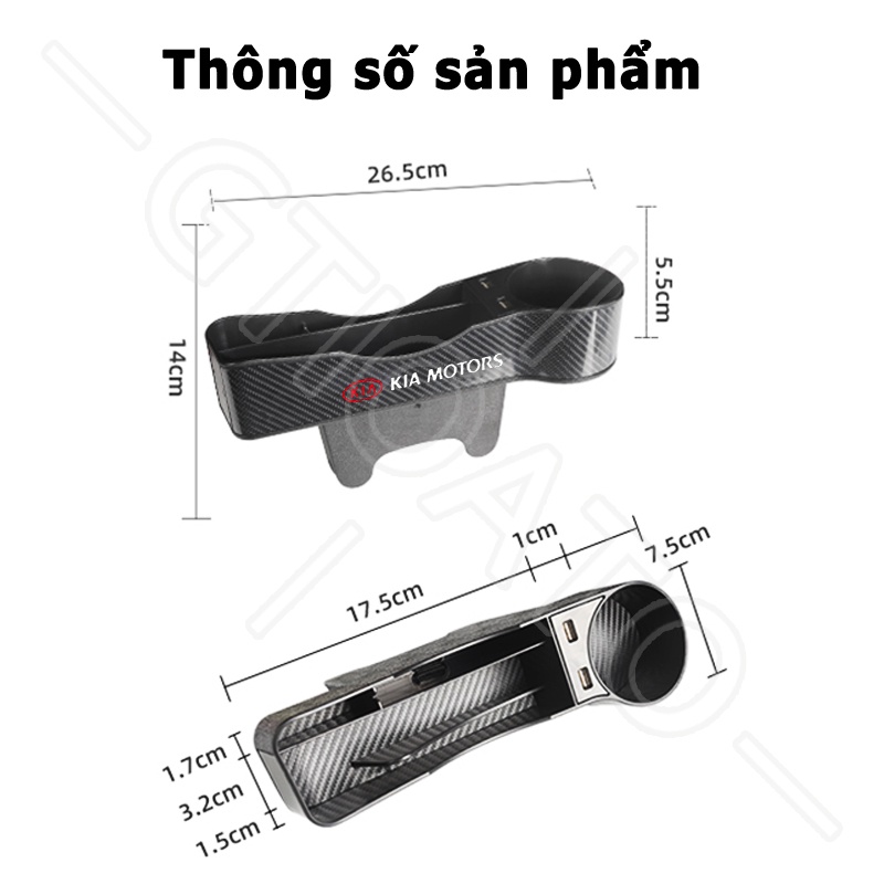 GTIOATO Khay Để Đồ Khe Ghế Ô Tô Khay ĐựNg Đồ Ô Tô Khay Đựng Đồ Đa Năng Cắm Khe Ghế Xe Sợi Carbon Khay Đựng Đồ Khe Ghế Ô Tô Đồ Đa Năng Cắm Khe Ghế Ô Tô Cho KIA Morning Seltos Sonet Carens Soluto Sedona K3 Forte Sorento Rondo Carnival K5 Rio Stonic