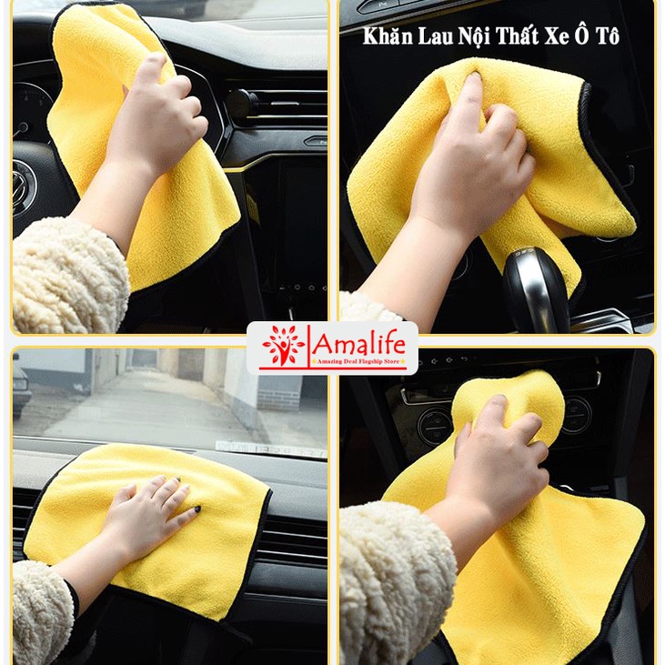 Khăn Lau Xe Ô Tô Loại Size Cỡ Đại 60*30CM Microfiber Chuyên Dùng Cho Xe Ô Tô Xe Tải Đa Năng Siêu Thấm, Siêu Dày