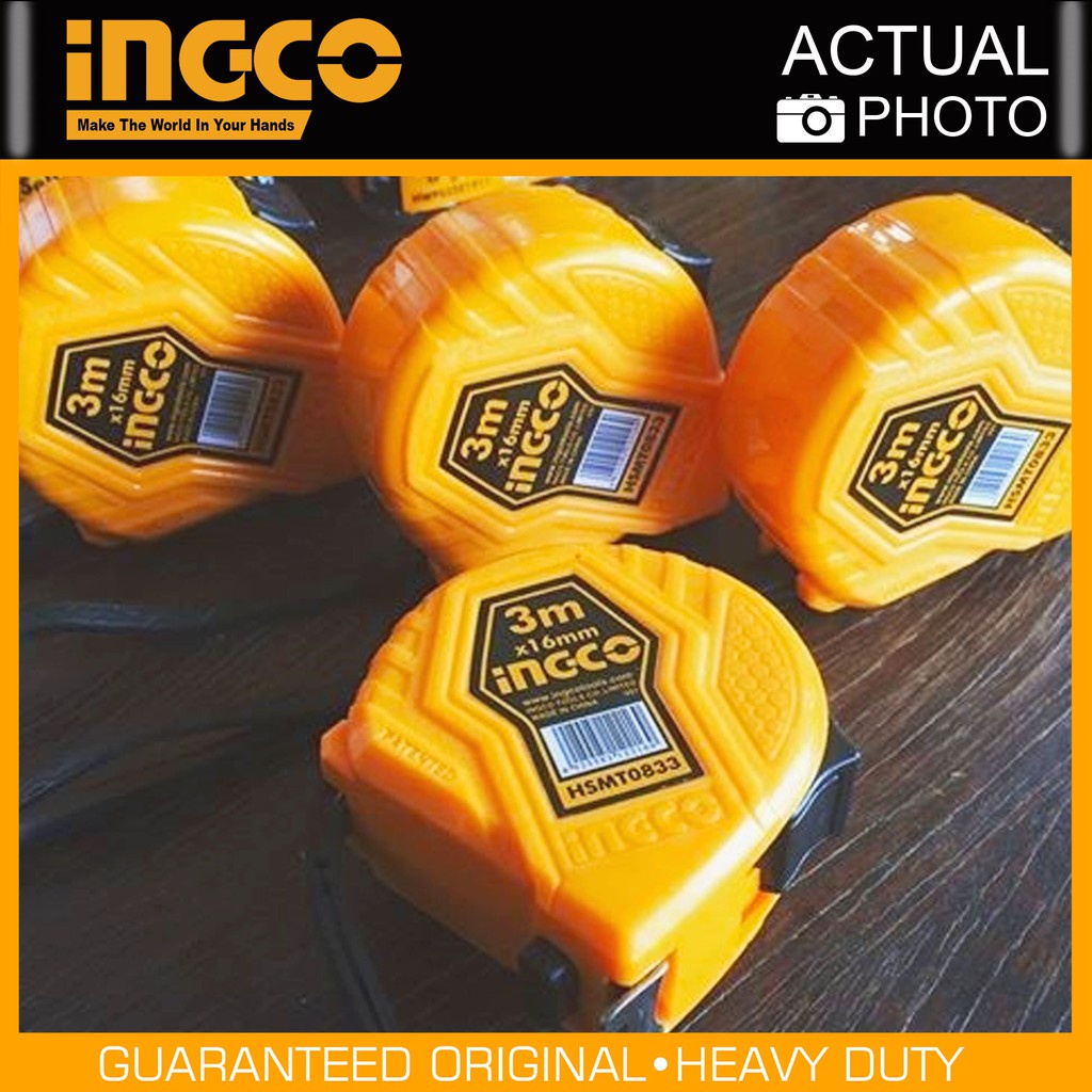 Thước cuộn thép nền vàng Ingco HSMT0833 Nút bật đôi Vỏ nhựa ABS