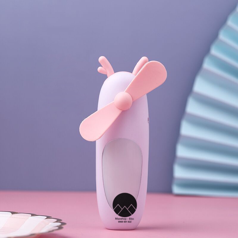 Quạt tích điện mini quạt mini cầm tay du lịch có đèn sáng đáng yêu siêu bền Maxshop Độc