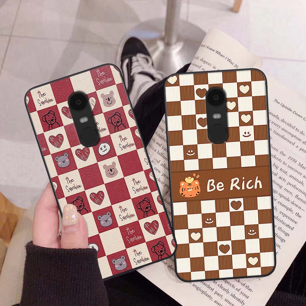 Ốp Xiaomi Redmi Note 4/ Note 4x / Redmi 5 Plus gấu Bear rick caro vuông thời trang siêu đẹp