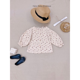 [Hany Baby] Set Áo Hoa Nhí + Váy Linen Đỏ Đô