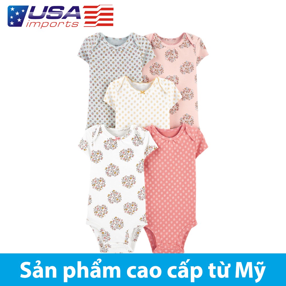 Set 5 bodysuit tay ngắn Car-tờ Auth Từ Mỹ (1I731810)