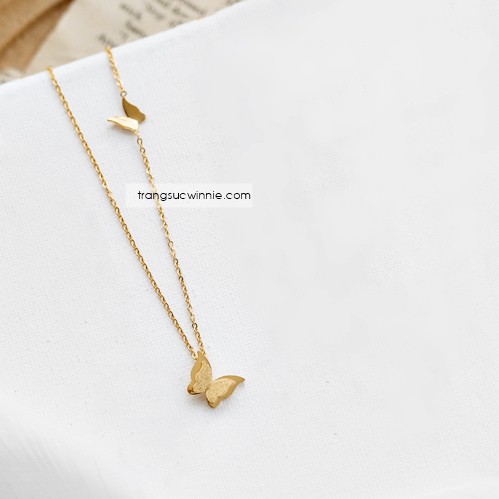 Dây chuyền nữ titan bướm matte vàng gold