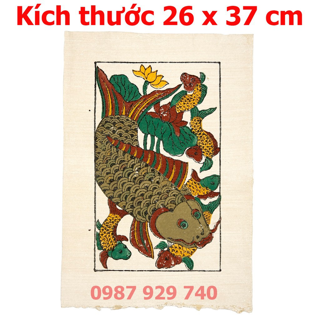 [Tranh Đông Hồ] - Bức Cá chép đàn - không khung tranh - Dong Ho folk paintings - Viet Nam national cultural heritage