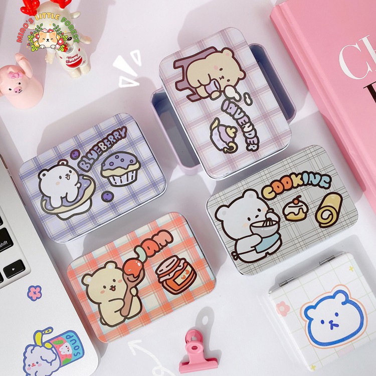 Hộp thiếc dễ thương MIAO'S LITTLE FOREST tin box mini có nắp đậy đựng vật dụng nhỏ sticker kẹp giấy MOT239