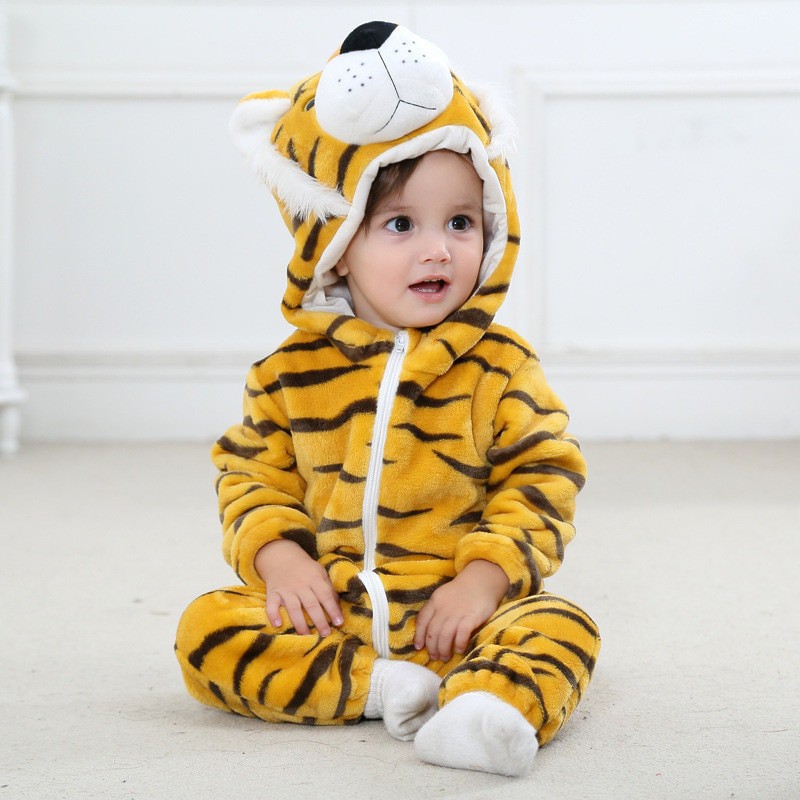 MezyTicky Baby Flannel Trang phục Trẻ mới biết đi bé gái Đồ ngủ hoạt hình Bé trai Quần áo trùm đầu Trẻ em mùa đông ấm áp cho trẻ sơ sinh động vật sang trọng Áo liền quần