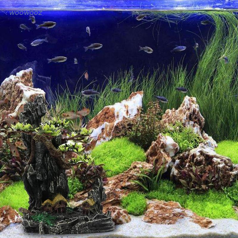 Mô hình hòn non bộ bằng nhựa resin nhân tạo trang trí bể cá
